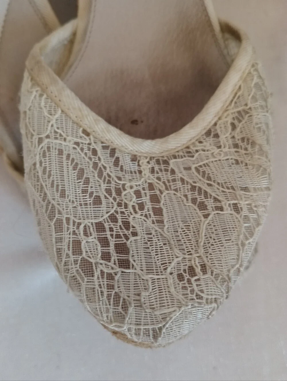 Adrianna Papell Cream Lace Espadrille Wedge Sandals Ribbon Lace Up Ankle Ties 7M